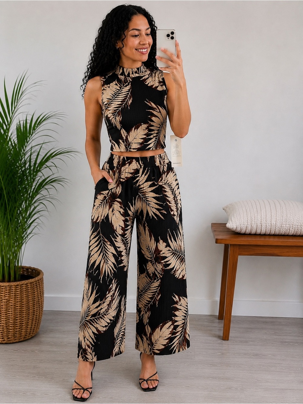 Love Poem Tropical Palm Print 2-Piece Set NWT Size Small